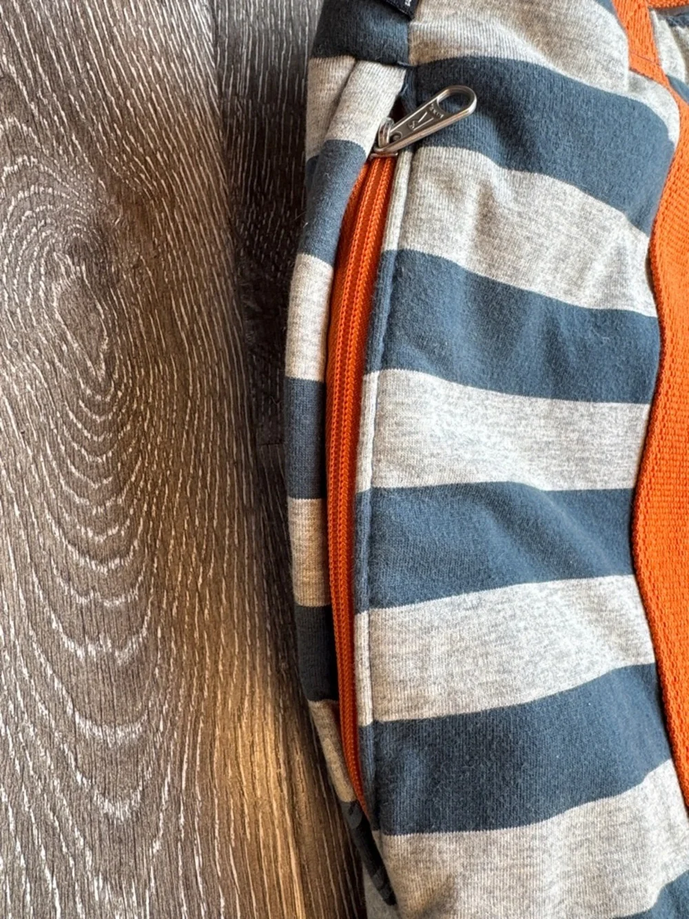 Rootote Japanese Brand Striped Canvas Messenger Tote w/Bright Orange Straps 0448